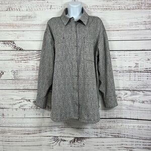 Athleta Black Print Button Front Long Sleeve Shirt Jacket